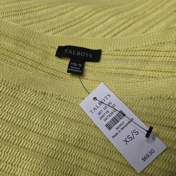 Talbots Yellow Knit Cotton Blend Asymmetrical Poncho New Size XS/S - Picture 7 of 11